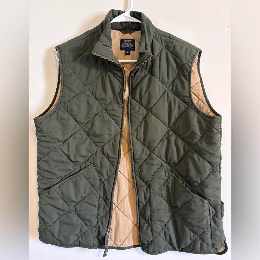 J. Crew Men's Olive Quilted Vest